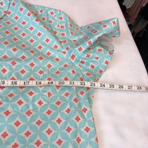 Mens Kennington LTD Turquoise Orange Print Button Front Shirt - Picture 10 of 16